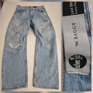 Levi's 94' Baggy Jeans Size 28 Retro Wide Leg Loose Boyfriend Drapey Silver Tag